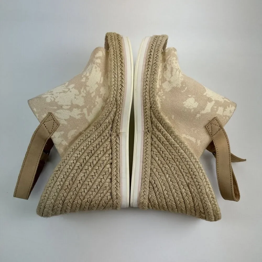 Toms‎ Monica Wedge Espadrille Pink Canvas Slingback Buckle 1001824 Womens 11